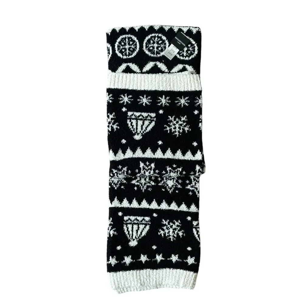 MAGASCHONI Oversized Holiday Throw Blanket 50×70 Black & White Christmas NEW